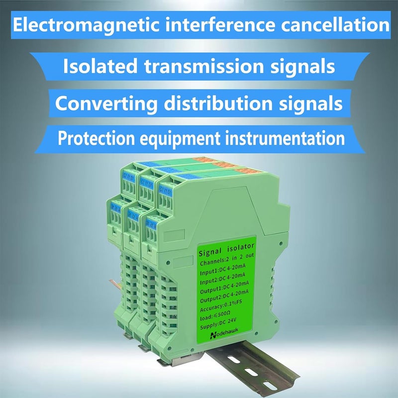 nodehawk Signal Isolator DC 24V,PLC Detect Signal Conditioner,Module Analog Output(2 in 2 Out 4-20mA Turn 4-20mA) - Image 3